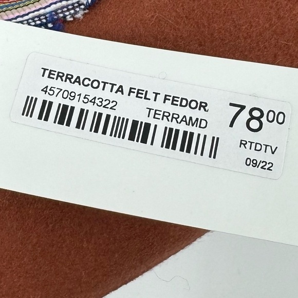 NWT Duran’s Terracotta 100% Wool Boho Fedora Hat - Picture 14 of 14
